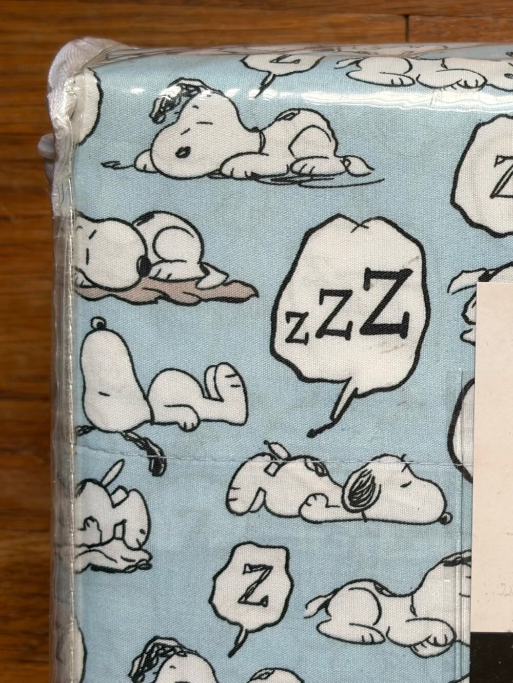 PEANUTS Sleeping Snoopy TWIN Size Lt Blue Sheet Set Sleeping zzzzzzz